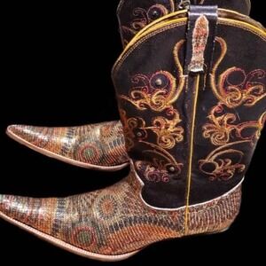 El General Womens Embroidered Pointed Toe Western Cowboy Boots Size 8.5